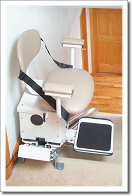 Stair lift at top of stairs